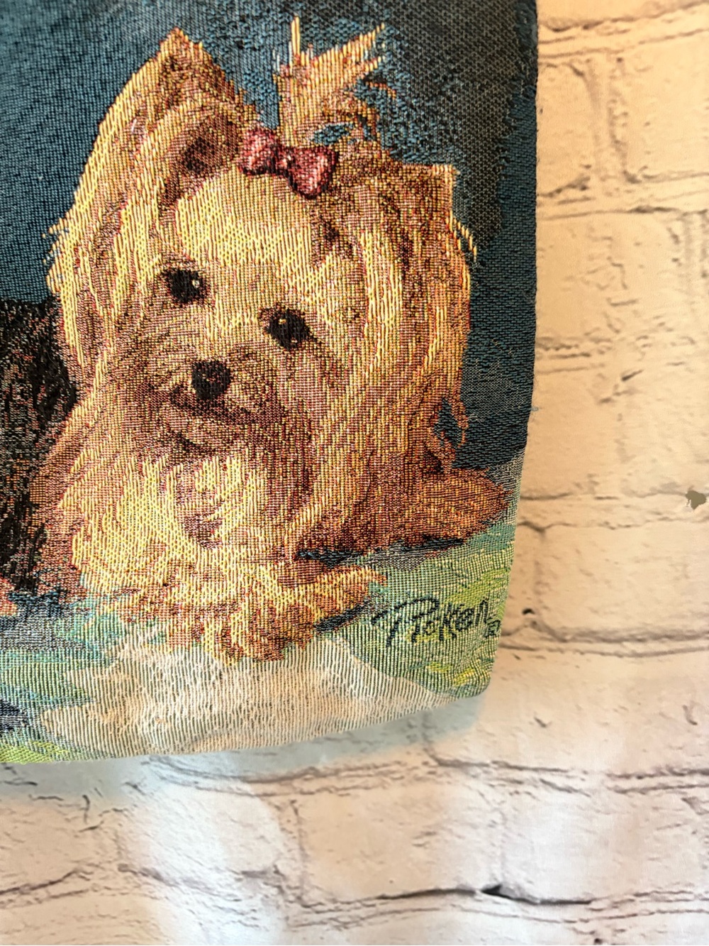 Yorkshire Terrier Tapestry Tote Bag Fancy Yorkies Dog 16” x 14” Linda Picken - Picture 7 of 13